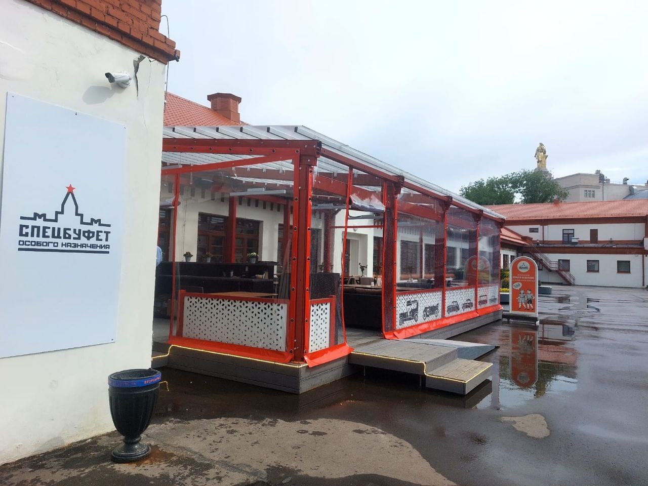 ПВХ шторы для летней террасы кафе в Палехе